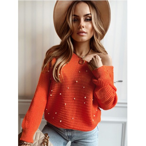 Sweter Perły Pomarańczowy 